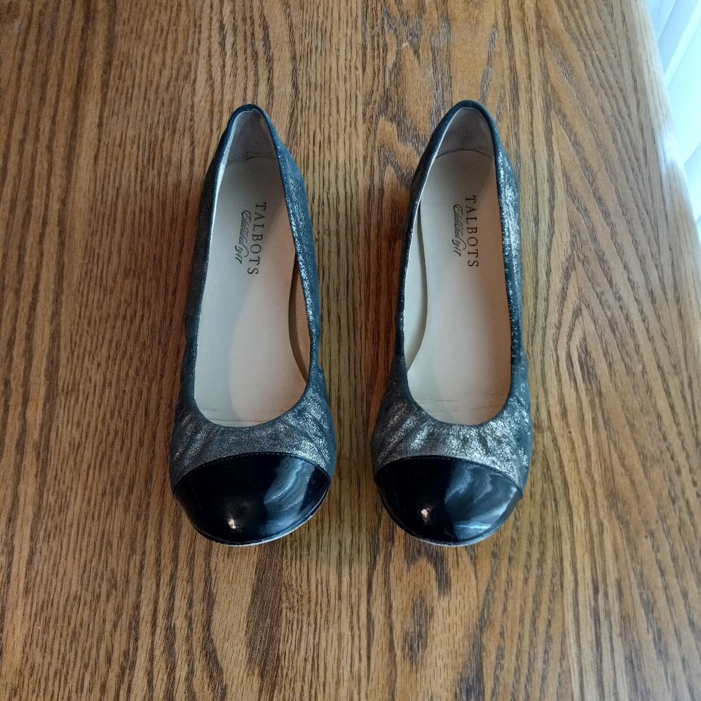 Cap Toe Metallic Ballet Flats Size 8 Old Money Quiet Luxury Academia PreppyRetro